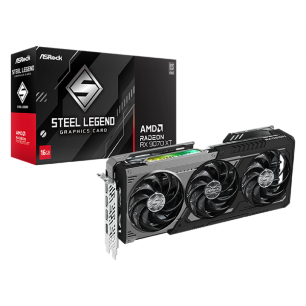 PLACA DE VIDEO ASROCK RX9070XT 16GB STEEL LEGEND DARK