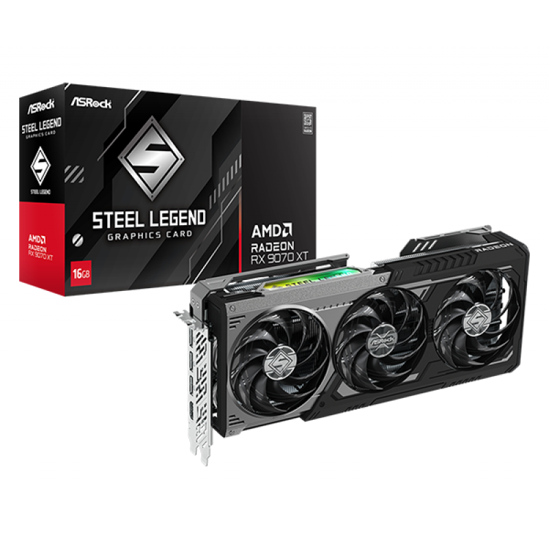 PLACA DE VIDEO ASROCK RX9070XT 16GB STEEL LEGEND DARK