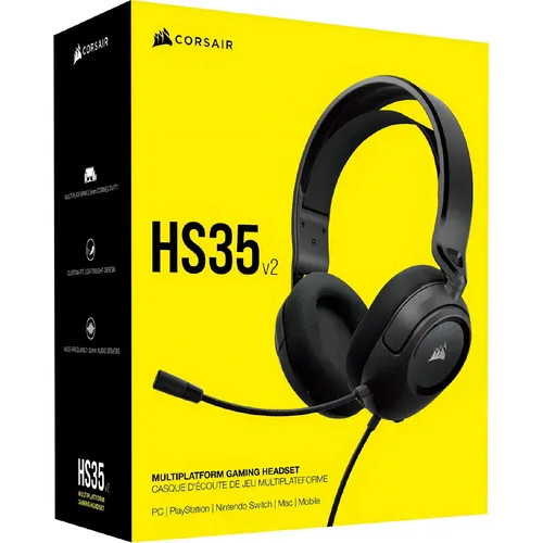 Auriculares gaming cable CORSAIR HS35 v2 multiplataforma Negro - https://espaciotek.com.ar