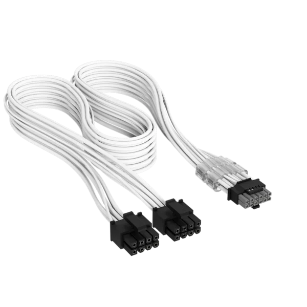 Cable Premium con funda 2x 8-Pin PCIe 12V y 2x6 600W Type 4 Blanco - https://espaciotek.com.ar
