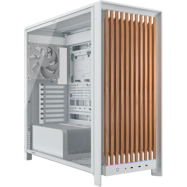 Gabinete CORSAIR FRAME 5000D Wood RS Performance Mid-Tower Case Blanco / Madera - https://espaciotek.com.ar
