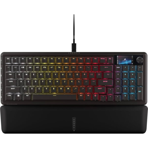 Teclado gamer CORSAIR VANGUARD 96 Mecánico inalámbrico Backlit RGB LED MLX Plasma Negro - https://espaciotek.com.ar