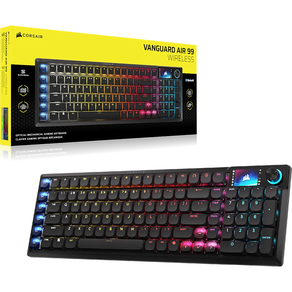 Teclado gamer CORSAIR Vanguard Air 99 Inalámbrico Low Profile Optical-Mechanical RGB LED Negro - https://espaciotek.com.ar